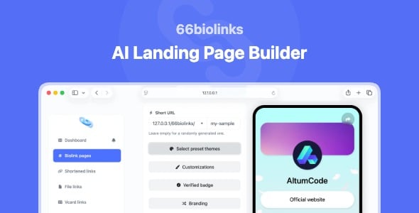 Bio Link & URL Tools Script — Bio Links / URL Shortener preview